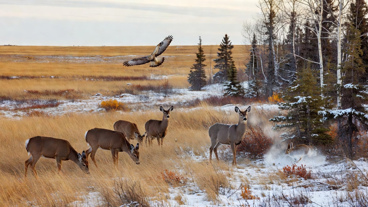 Seasonal Wildlife Adaptations in Northern Grassland Transition Zones